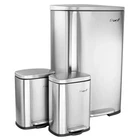 Elama Piece 13 Gallon And 1.3 Stainless Steel Step Trash Bin Combo Set New. Price: $133.89.