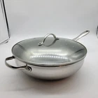 Tools Of The Trade, Cookright Stainless Steel Try-ply Saut Pan 12"W/ Glass Lid Used. Price: $24.99.