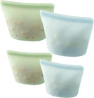 Pandaear 4PACK Silicone Food Storage Bags Leakproof Reusable Freezer New. Price: $12.97.