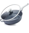 Pricusis Nonstick Ceramic Saut Pan With Lid (4.8 Qt, 12 Inch), Toxin-free New. Price: $32.99.