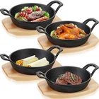 Sliner 4 Sets Mini Cast Iron Skillet With Wooden Tray - 6.3" Diameter New. Price: $98.26.