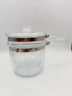 Pyrex #6283 Clear Glass Flameware Double Boiler W/lid 1.5 Qt Used. Price: $39.99.