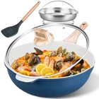 12 Inch Nonstick Ceramic Deep Frying PAN,5.5QT Saut With Lid, Blue. New. Price: $42.99.