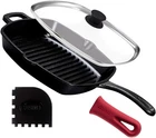 Cuisinel Cast Iron Square Grill Pan + Glass Lid Scraper Handle Cover - 1 New. Price: $60.99.