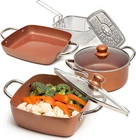 7-PIECE Copper Cookware Set Non-stick Pots, Pans & Fry Basket, Oven Safe New. Price: $93.99.