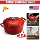 Overmont Enameled Cast Iron Dutch Oven 5.5QT With Lid & Potholders New. Price: $59.99.