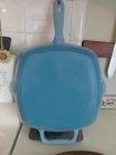 Creuset Teal Enamel Cast Iron Square Skillet Grill/panini Used. Price: $65.99.
