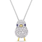 Amour 3/4 Ct Tgw Created Blue And White Sapphire Chick Necklace In 2-TONE New. Price: $106.84.