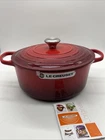 Creuset Signature Round Casserole Dutch Oven 7.25 Qt Cast Iron Cerise Red-new. Price: $379.95.