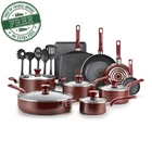 New! T-fal Easy Care, 20 Piece Non-stick Pots & Pans Cookware Set, Red Free Ship. Price: $76.36.