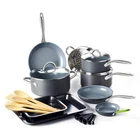 Cookware Set 18 Piece Hard Anodized Ceramic Nonstick Gray Greenpan Lima Healthy New. Price: $299.99.