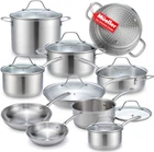Mueller Pots And Pans Set 17-PIECE Ultra-clad Pro Stainless Steel Cookware New. Price: $149.99.
