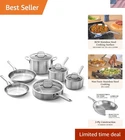 Calphalon Brushed Stainless Steel 10-PIECE Cookware Set Induction & Oven Safe New. Price: $319.99.