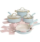 Paris Hilton Pots And Pans Set Multi Layer Coating With Glass Lids Color Aqua New. Price: $40.49.