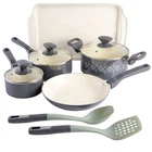Spice By Tia Mowry 10-PIECE Healthy Non-stick Ceramic Cookware Set Grey (87... New. Price: $151.97.