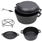Pre-seasoned Cast Iron Dutch Oven With Skillet Lid, Outdoor Bbq Camping Deep Pot New. Price: $54.18.