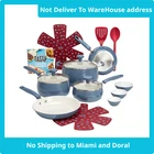 Tasty Clean Ceramic 16 Piece Non-stick Aluminum Cookware Set, Slate Blue New. Price: $66.46.