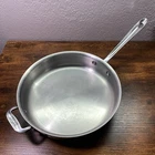 All-clad Skillet Large Frying Pan Stainless Saute 2 Handle 11" Straight Used. Price: $70.00.