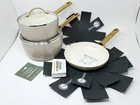Greenpan Reserve Hard Anodized Healthy Ceramic Nonstick Cookware Set, Taupe New. Price: $139.99.