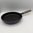 Vintage Italian Roch Guss 10 Pan Skillet Frying Saute, Wood Handle Blue Used. Price: $65.00.