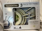 Tramontina 3-PACK Fry Pans, 8" 10" And 12", Cold-forged With Ceramic Interior New. Price: $59.36.