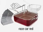Simply Ming 7.5QT Jumbo Pan With Fryer Basket And Free Roast Rack Red New. Price: $116.96.