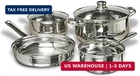 Concord Cookware 7-PIECE Stainless Steel Set, Includes Pots And Pans New. Price: $101.22.