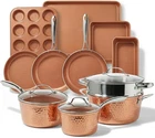 Gotham Steel Hammered Copper 15-PIECE Ceramic Cookware Bakeware Set Nonstick New. Price: $139.99.