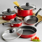 Tramontina Non-stick Red Cookware Set, 9 Piece New. Price: $26.34.