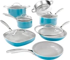 Gotham Steel Aqua Blue Pots And Pans Set, 12 Piece Nonstick Ceramic Cookware, In New. Price: $189.11.