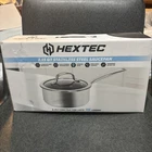 Hextec 2.15 Qt 3 Ply Hybrid Tempered Glass Lid Stainless Steel Saucepan New. Price: $30.00.