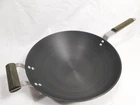 Vintage Calphalon Commercial 12" Wok, Aluminum Wood Handle Grips, 155 Used. Price: $44.99.