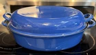 Creuset 43 Oval Cast Iron Blue Roaster Oven With Lid Metal Enamel 2 Two Piece Used. Price: $149.00.