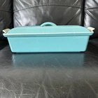 Creuset Enameled Cast Iron Pate Terrine 32 Made France Aqua Blue Used. Price: $149.99.