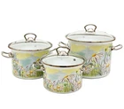 Novomoskovsk Daisy Set Of Enameled 2QT, 3QT, 6QT New. Price: $119.95.