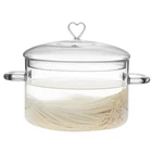 Glass Cooking Pot With Lid 3.2QT Heat Resistant Simmer Clear Heart Shape New. Price: $59.76.