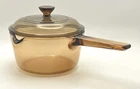 Corning Vision Amber Glass 1L Saucepan Pot With Lid Made Usa Used. Price: $30.00.