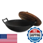 Elama Megachef 2 Piece 14 Inch Heavy Duty Cast Iron Wok Wood Lid 6 Quart New. Price: $64.66.