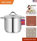 Elegant 20 Quart Stainless Steel Stockpot With Tempered Glass Lid, Oven Safe New. Price: $100.99.