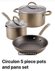 Circulon Premier Professional Hard Anodized 5-PIECE Nonstick Cookware Set Induct New. Price: $99.00.