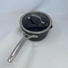 Calphalon Premier 3.5-QT Nonstick Sauce Pan, Black, Pour & Strain Lid New. Price: $72.30.