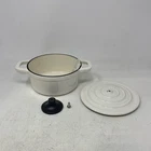 Smith & Clark 1-QT Enameled Cast Iron Dutch Oven W/lid, Ivory Used. Price: $24.99.