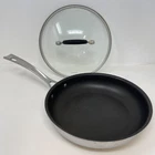Cuisinart 10" Stainless Steel Non Stick Skillet Model # TPP22-24NS With Lid Used. Price: $32.00.