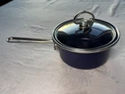 Chantal Enamel On Steel Saucepan Pot 1 Qt Glass Lid Vintage Cookware Cobalt Blue Used. Price: $25.00.