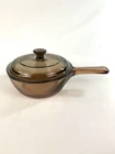 Vtg Vision Corningware Amber Glass 0.5L Sauce Pan 6 Pot W/ Pyrex Lid France Used. Price: $15.99.