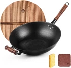 12" Cast Iron Wok With Lid & Wooden Handle - All Cooktops, Free Dishcloth Brus New. Price: $148.99.