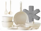 Redchef Ceramic Pots And Pans Set, Nonstick Kitchen 16 Pcs Beige, New. Price: $133.23.