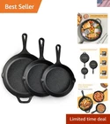 Utopia Kitchen Cast Iron Skillets 3 Piece Set, Chefs Pan, Pre Seasoned New. Price: $39.00.