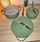 Caraway Nonstick Ceramic Cookware Set (5PIECE) Pots, Pans, Lids Sage Used. Price: $200.00.