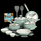 Tasty Clean Ceramic 16PCS Non-stick Alum Cookware Set Sage Green Induction Ready New. Price: $90.81.